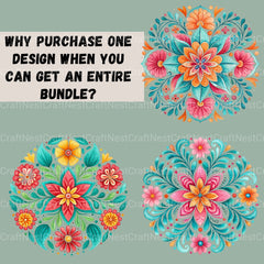 Fiesta Flowers Circle Clipart Bundle - CraftNest - Digital Crafting and Art
