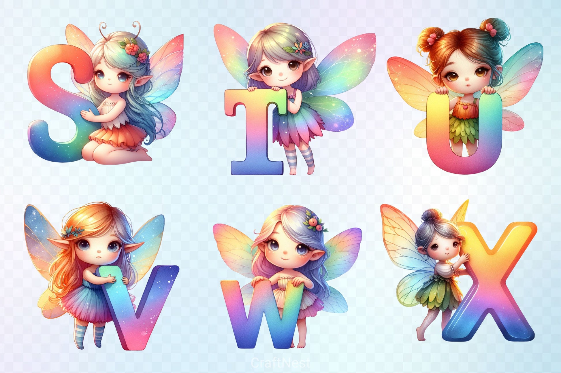 Cute Fairy Alphabet Clipart Bundle - CraftNest - Digital Crafting and Art