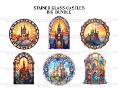 Stained Glass Castles Clipart - CraftNest