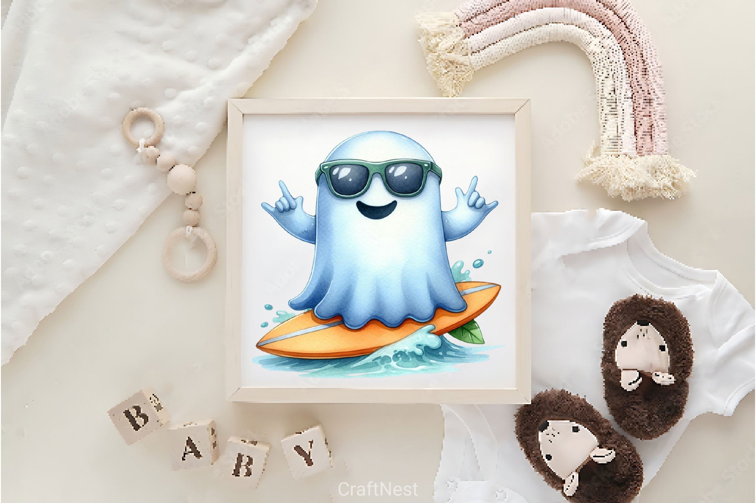 Playful Ghost Surfing Clipart Bundle - CraftNest - Digital Crafting and Art