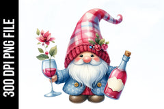 Valentine Wine Gnome Clipart Bundle - CraftNest - Digital Crafting and Art