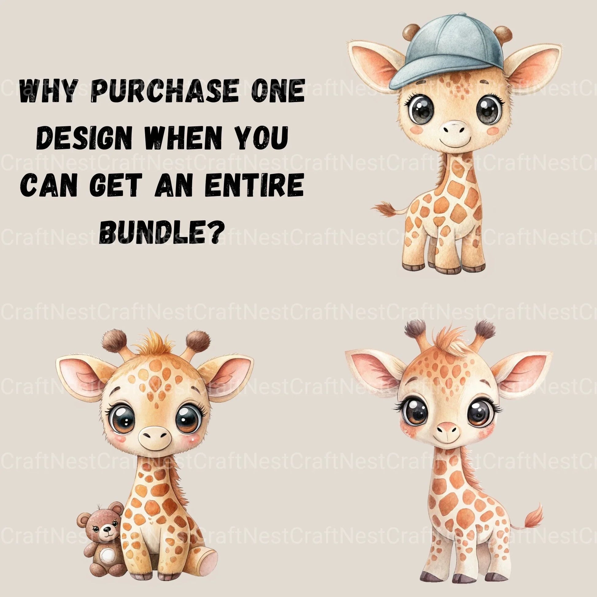 Cute Giraffes Clipart Bundle - CraftNest - Digital Crafting and Art