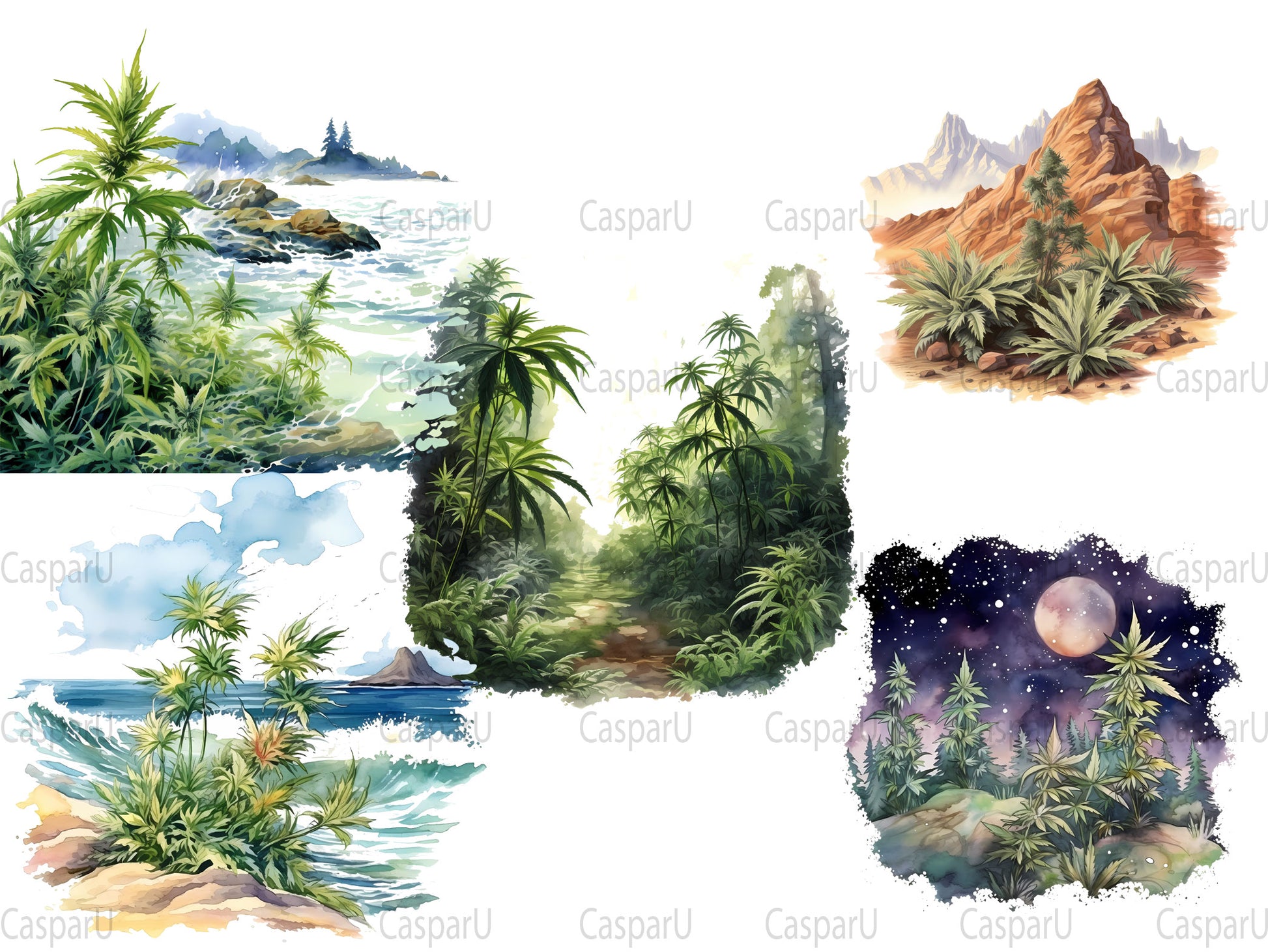 Cannabis in Nature Clipart - CraftNest