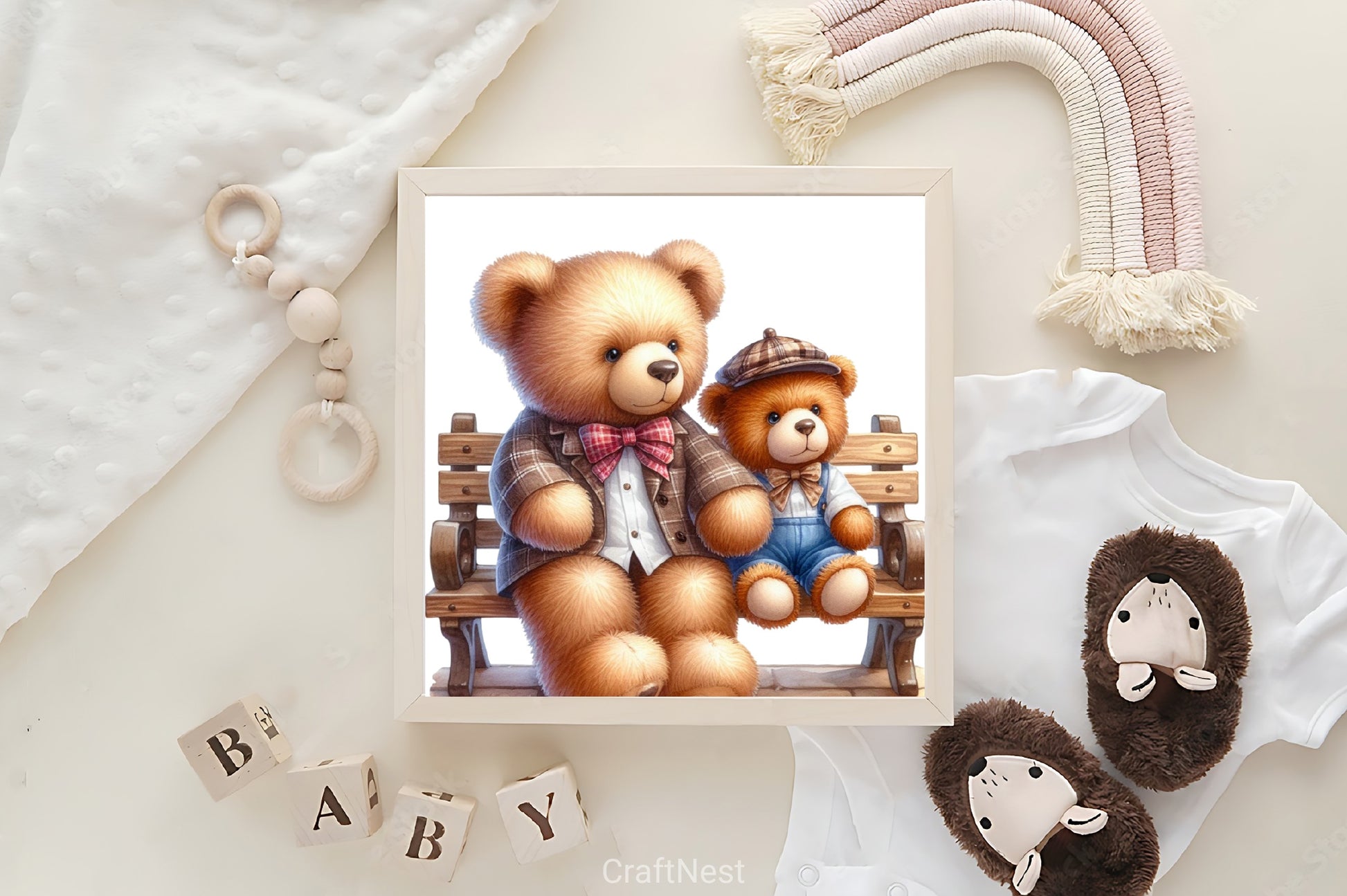 Teddy Bears Bench Clipart Bundle - CraftNest - Digital Crafting and Art