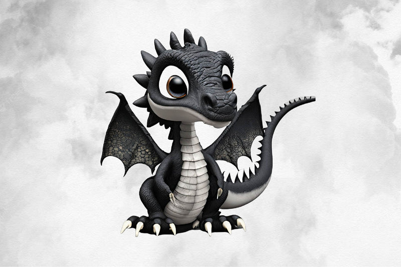Baby Black Dragon Clipart Bundle - CraftNest - Digital Crafting and Art