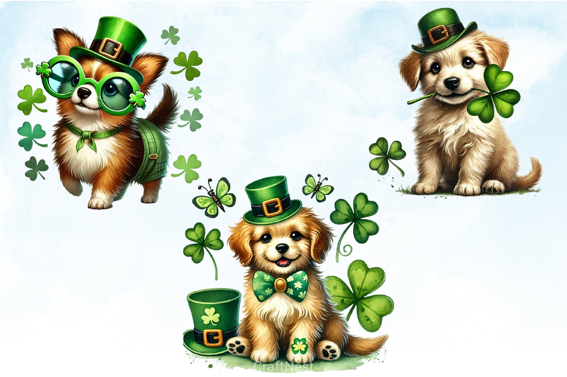 St Patrick's Day Dogs Clipart Bundle - CraftNest - Digital Crafting and Art