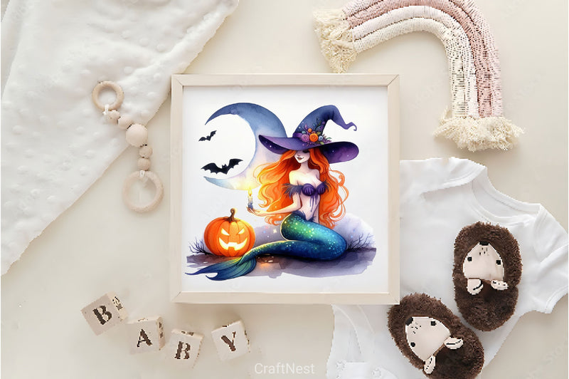 Halloween Mystical Mermaid Girl Clipart Bundle 2 - CraftNest - Digital Crafting and Art