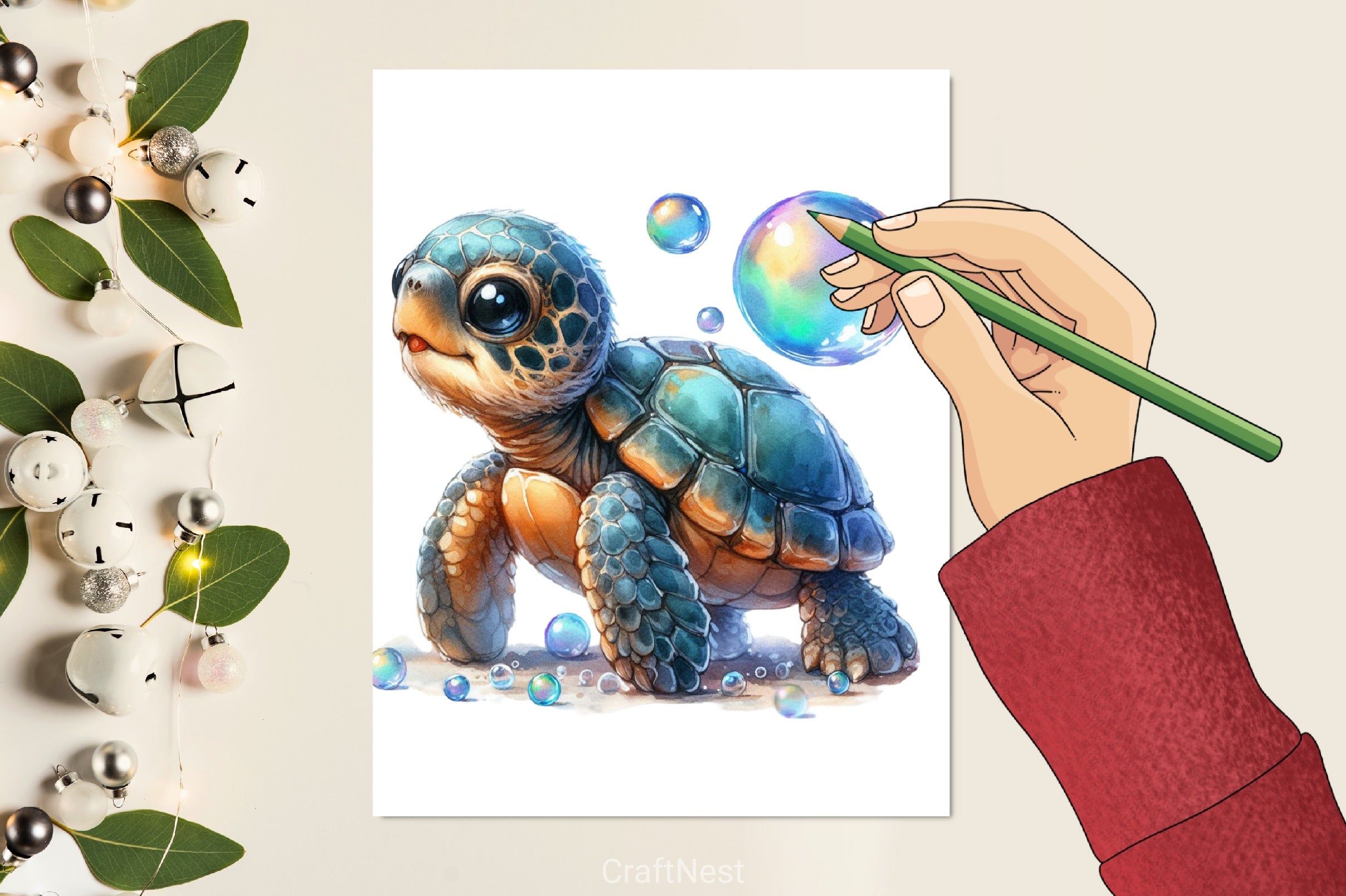 Baby Sea Turtle Corals Clipart Bundle - CraftNest - Digital Crafting and Art