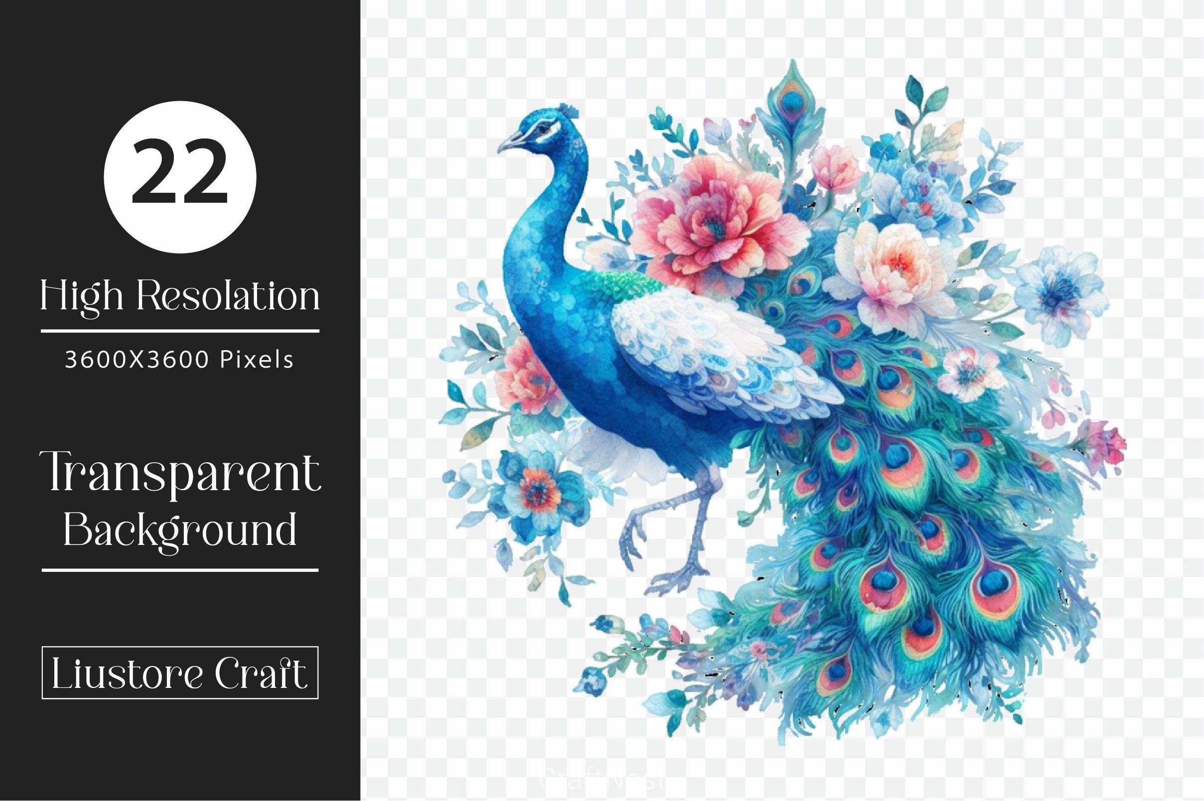 Floral Peacock Clipart Bundle - CraftNest - Digital Crafting and Art