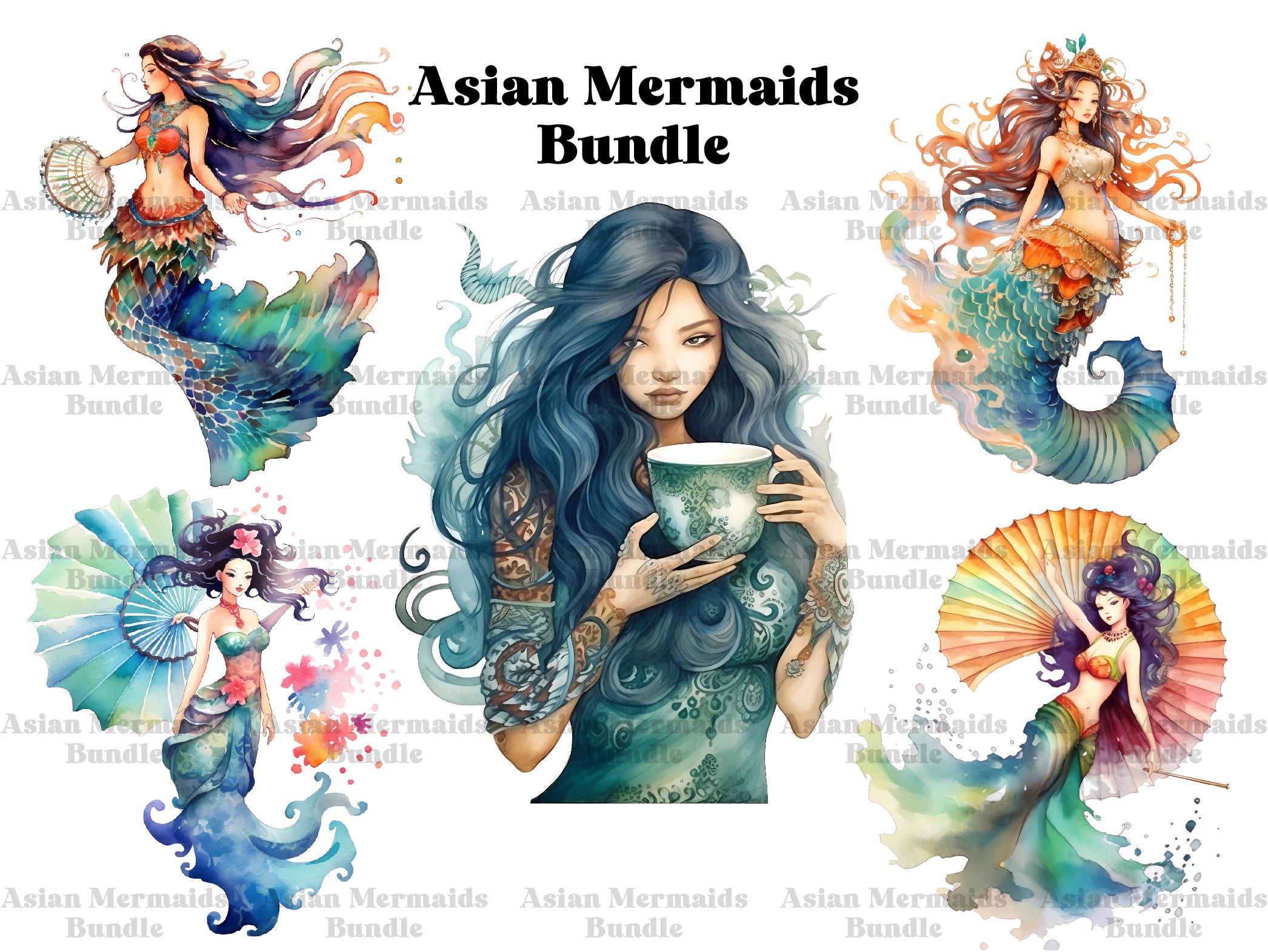 Asian Mermaids Clipart - CraftNest