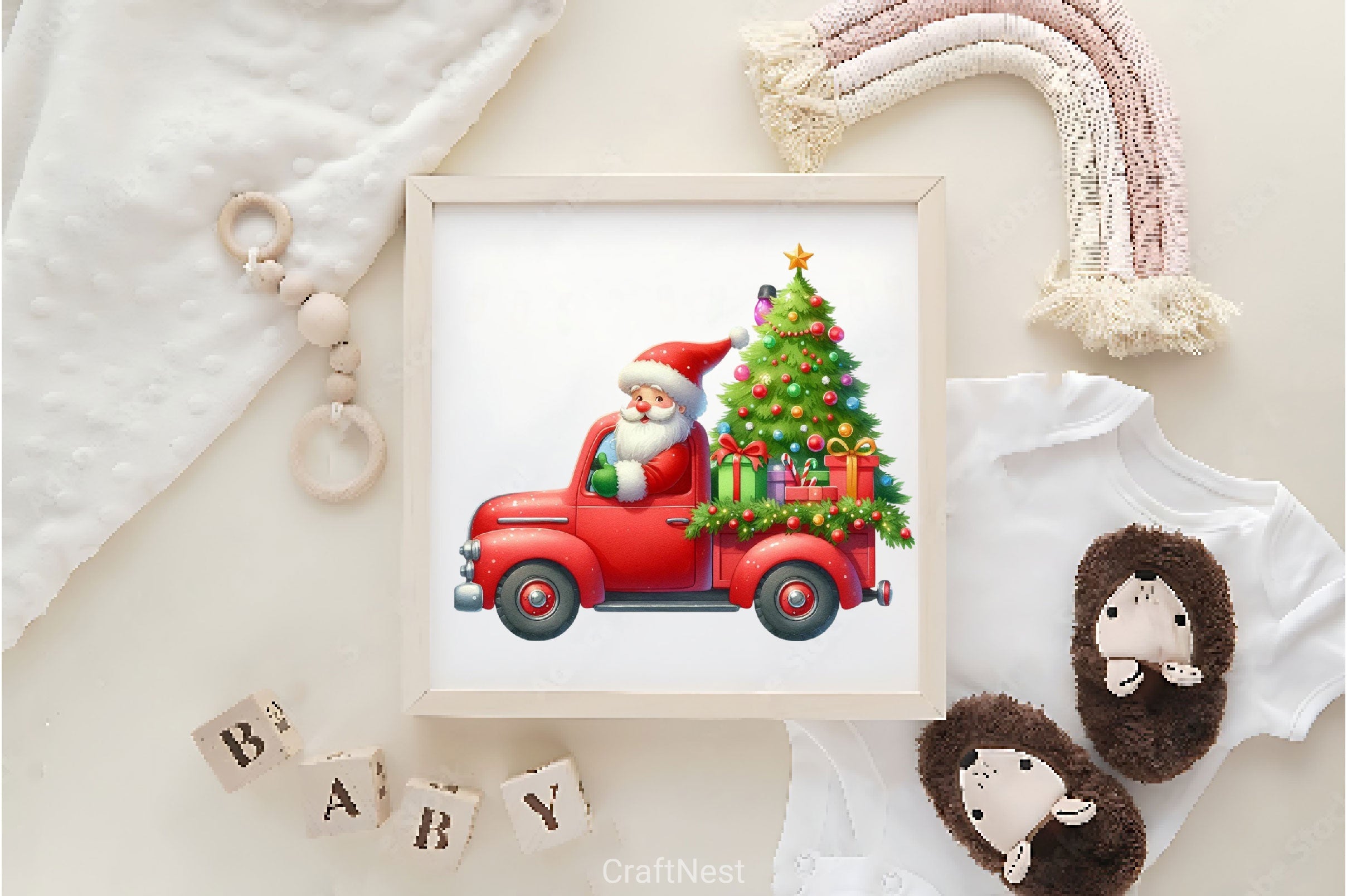 Christmas Santa Red Truck Clipart Bundle - CraftNest - Digital Crafting and Art