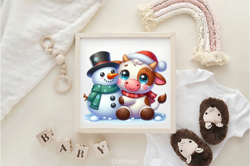 Cute Christmas Cow Clipart Bundle 2 - CraftNest - Digital Crafting and Art