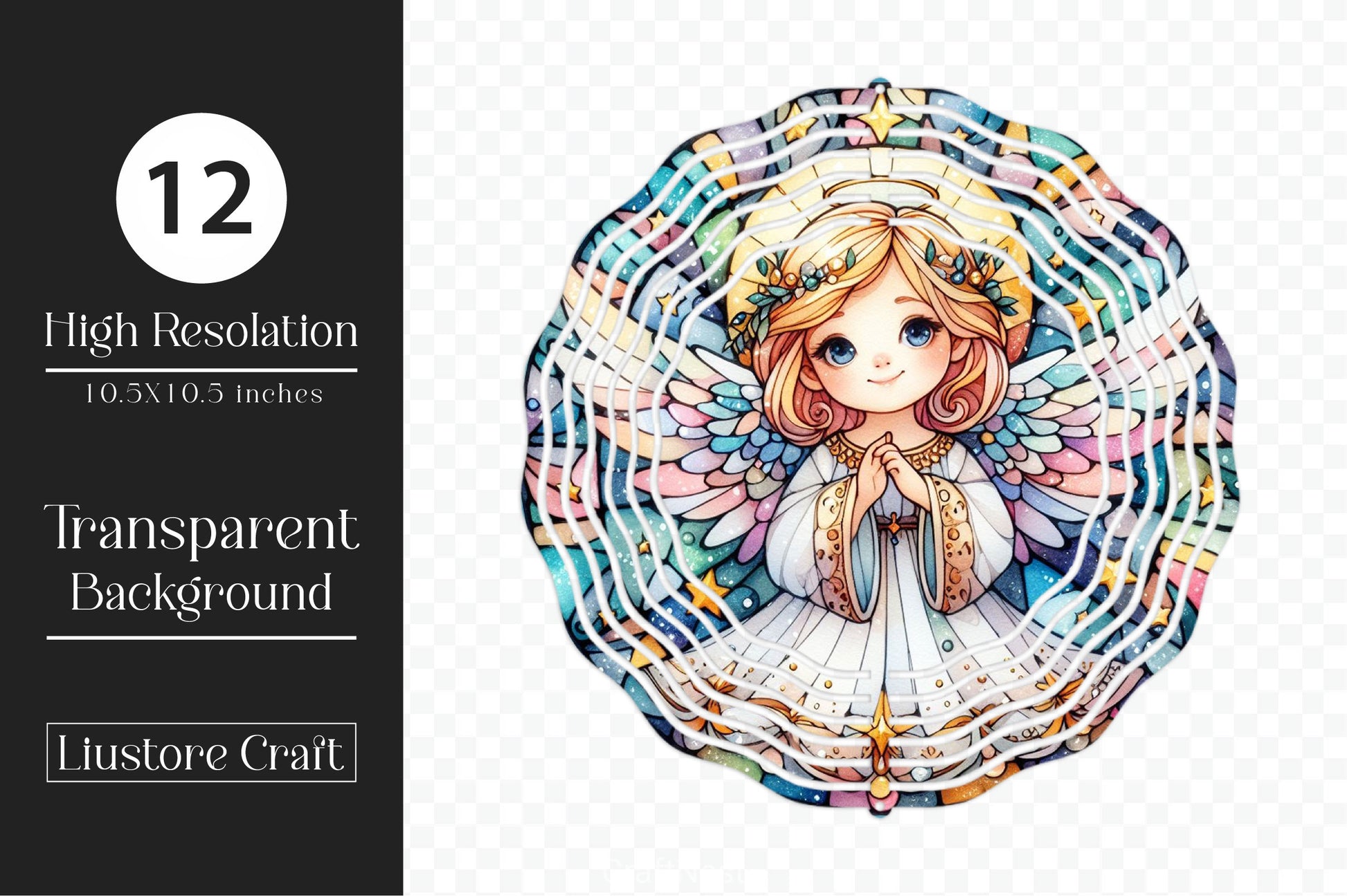 Stained Glass Angel Wind Spinner Clipart Bundle - CraftNest - Digital Crafting and Art