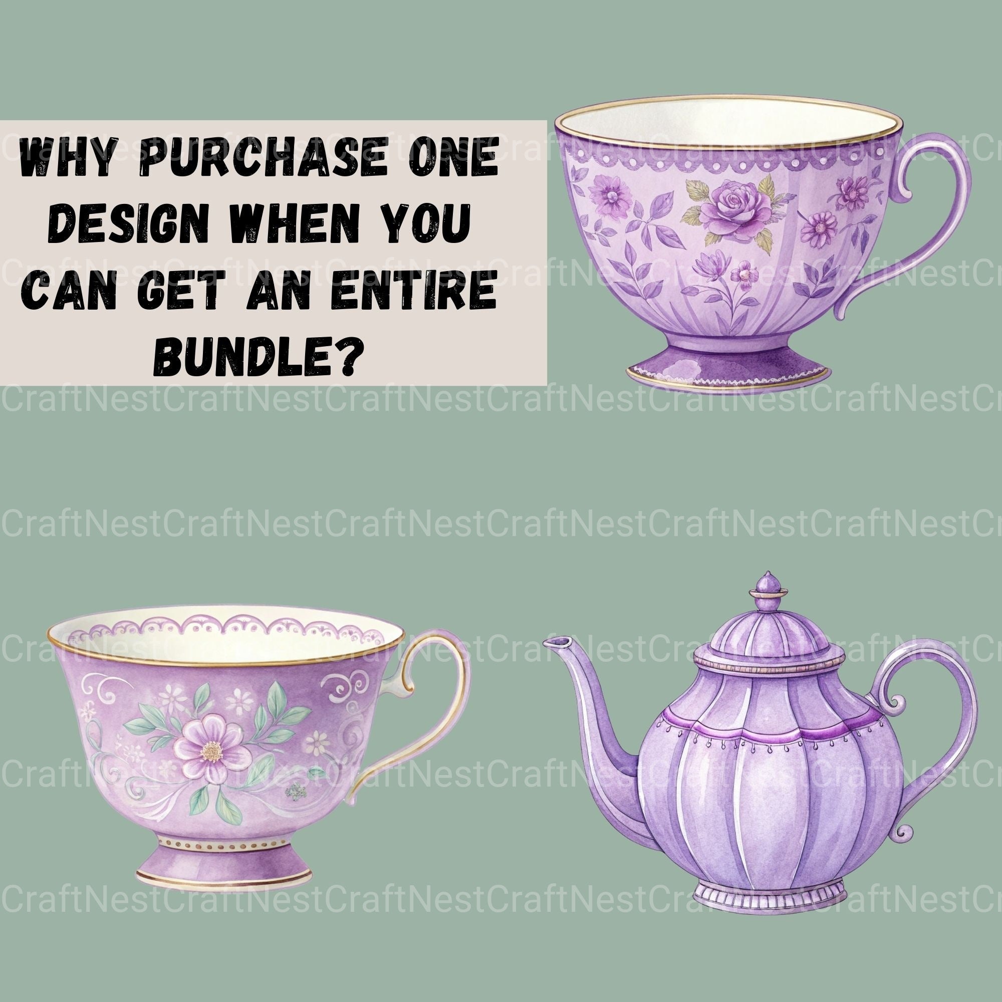 Tea Purple Clipart Bundle - CraftNest - Digital Crafting and Art