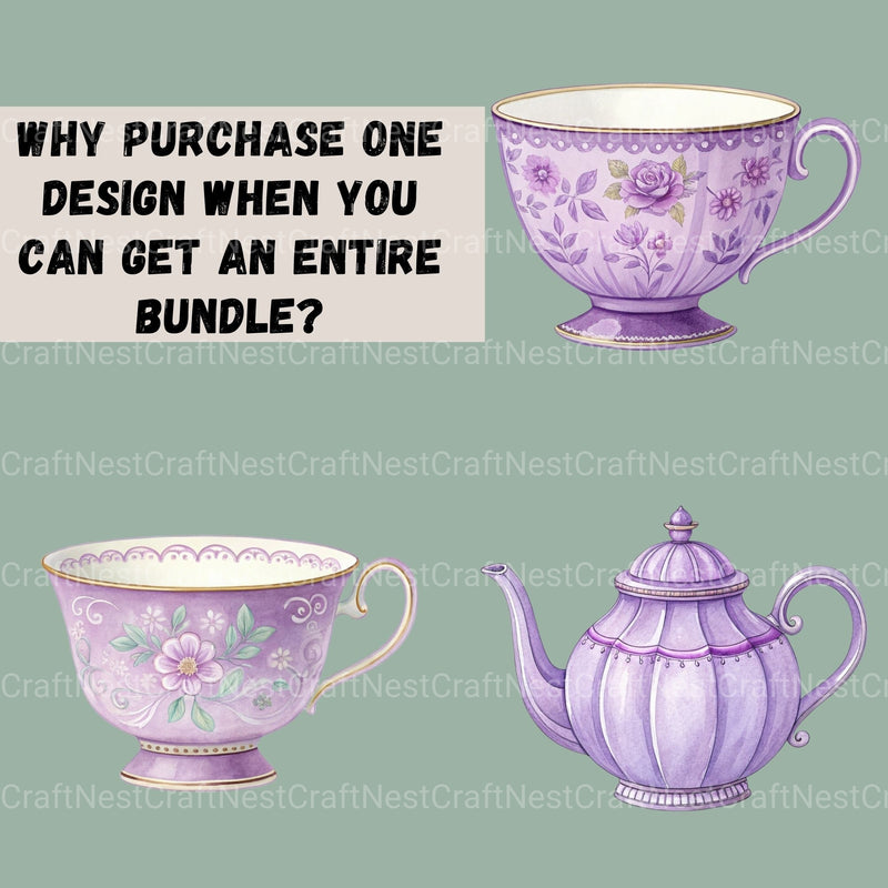 Tea Purple Clipart Bundle - CraftNest - Digital Crafting and Art