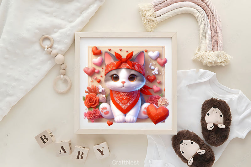 Valentine's Cat Bandana Clipart Bundle - CraftNest - Digital Crafting and Art