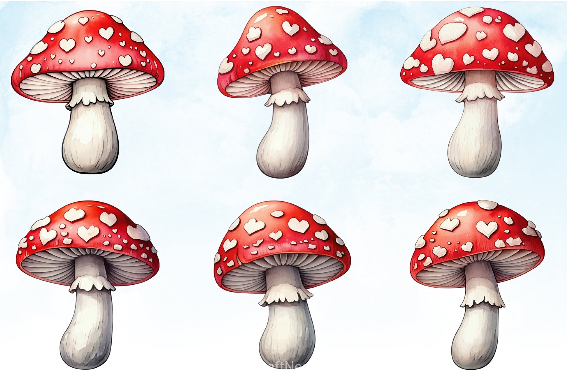 Valentine's Day Mushroom Clipart Bundle - CraftNest - Digital Crafting and Art