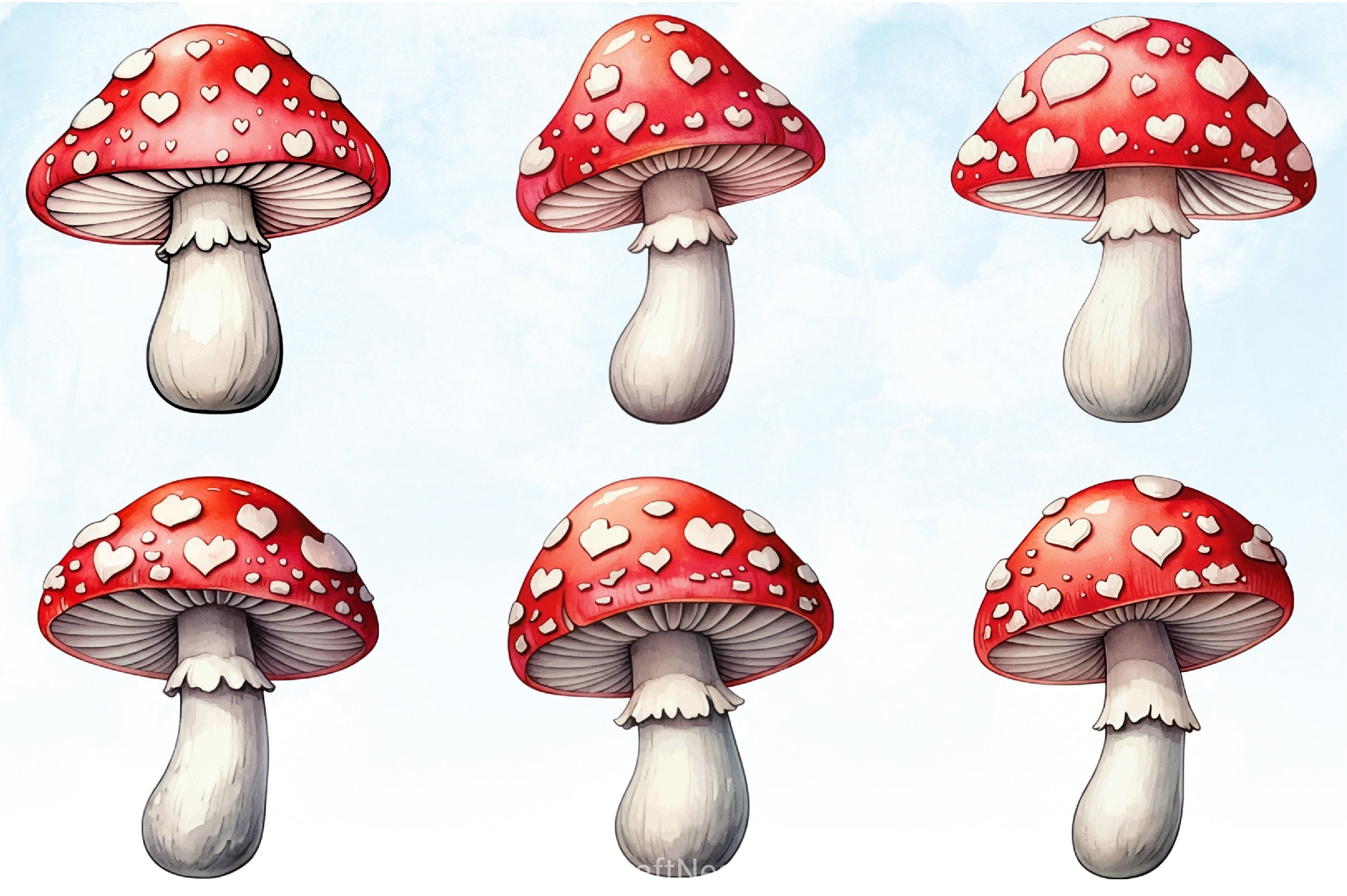 Valentine's Day Mushroom Clipart Bundle - CraftNest - Digital Crafting and Art