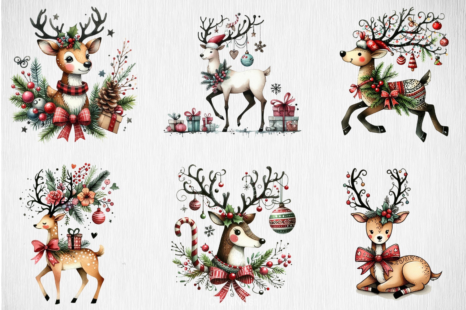Christmas Reindeer Clipart Bundle 2 - CraftNest - Digital Crafting and Art