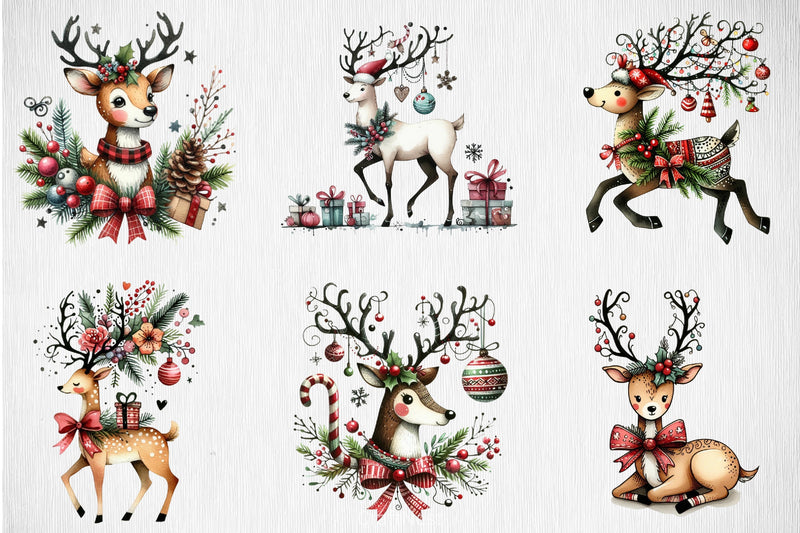 Christmas Reindeer Clipart Bundle 2 - CraftNest - Digital Crafting and Art
