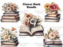 Flower Books Regular Bundle Clipart - CraftNest