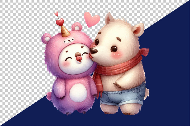 Cute Animal Kisses Clipart Bundle - CraftNest - Digital Crafting and Art
