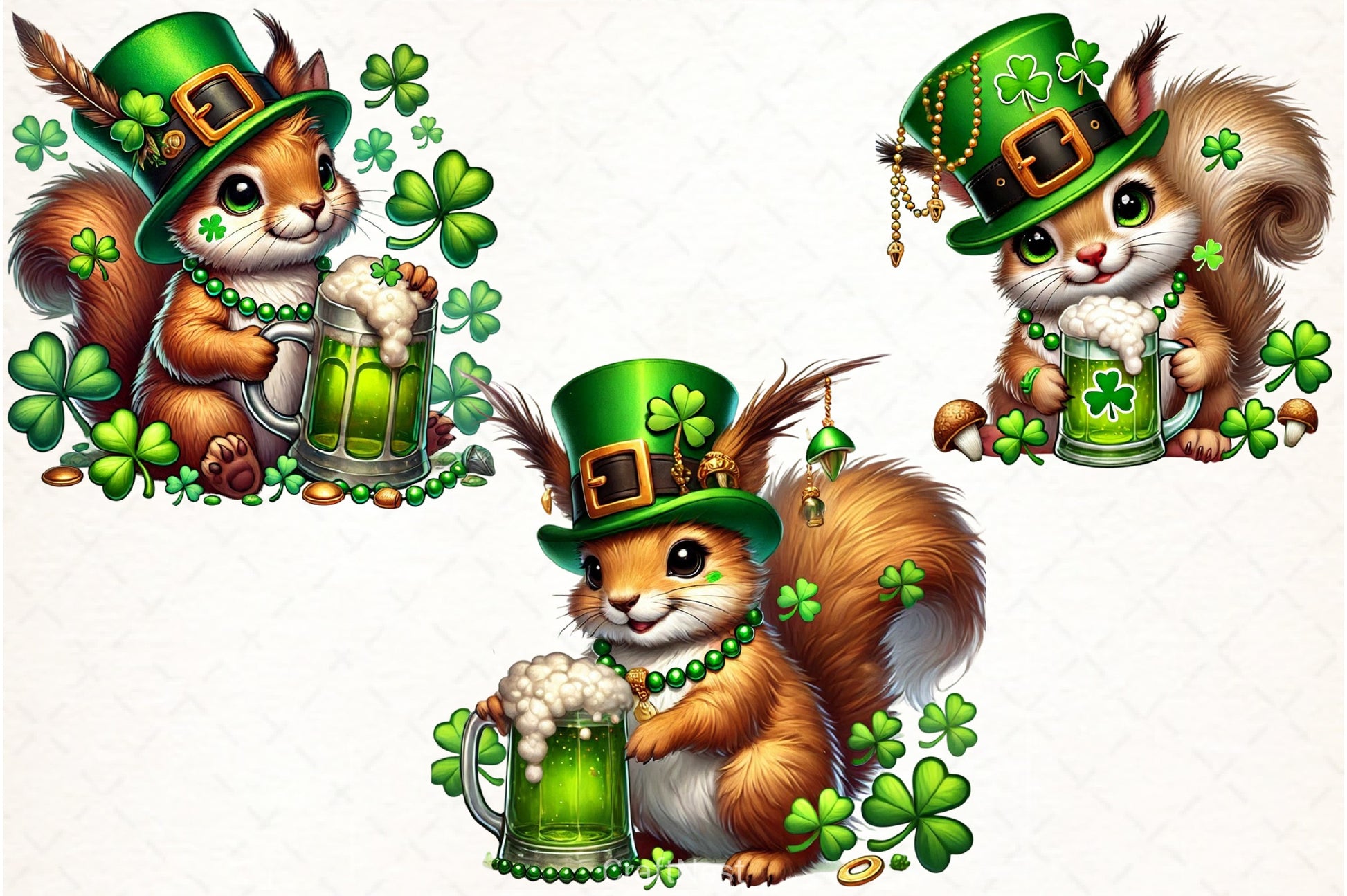 Cute Squirrel St. Patrick's Day Clipart Bundle - CraftNest - Digital Crafting and Art