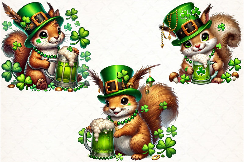 Cute Squirrel St. Patrick's Day Clipart Bundle - CraftNest - Digital Crafting and Art