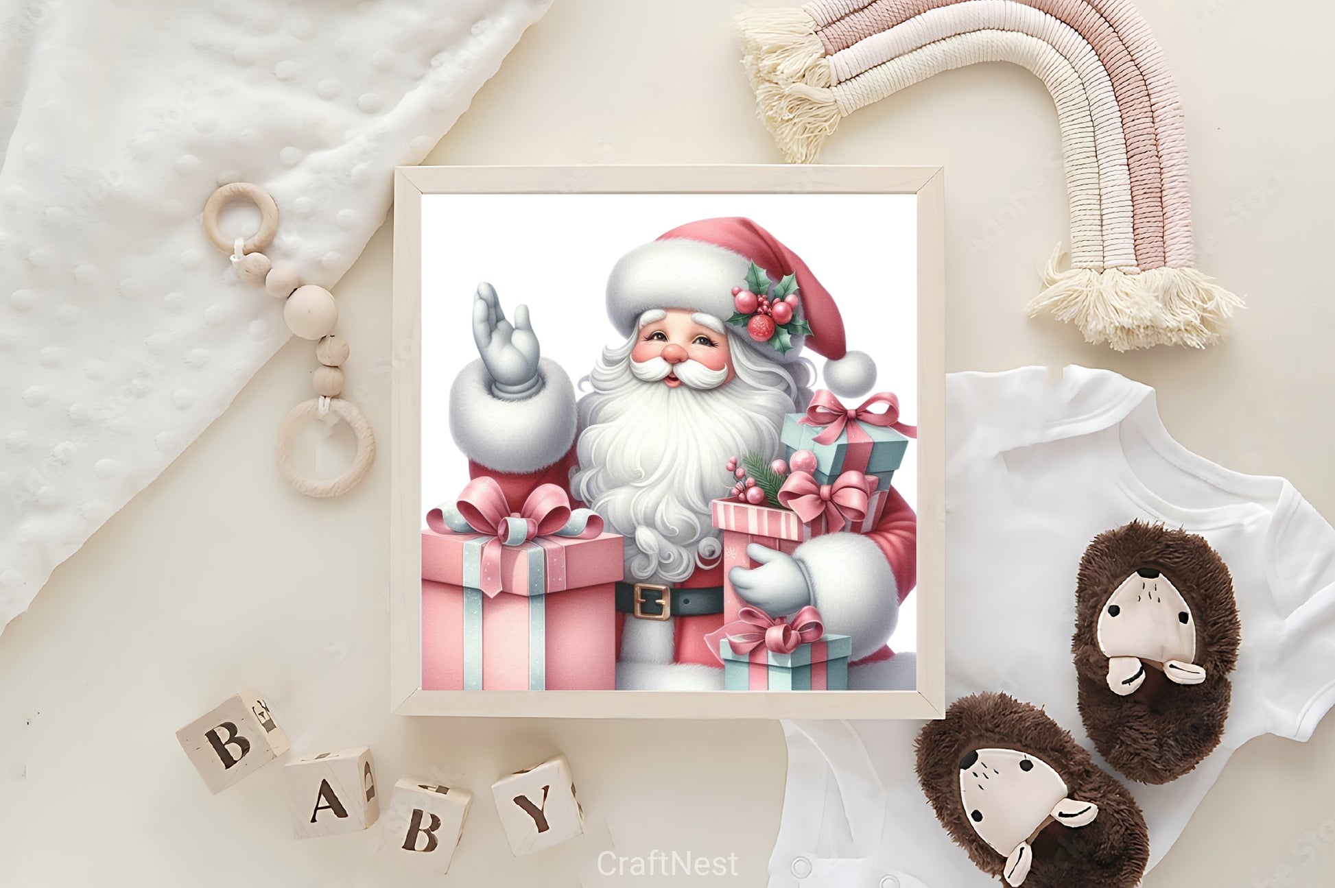 Pink Santa Claus Gifts Clipart Bundle - CraftNest - Digital Crafting and Art