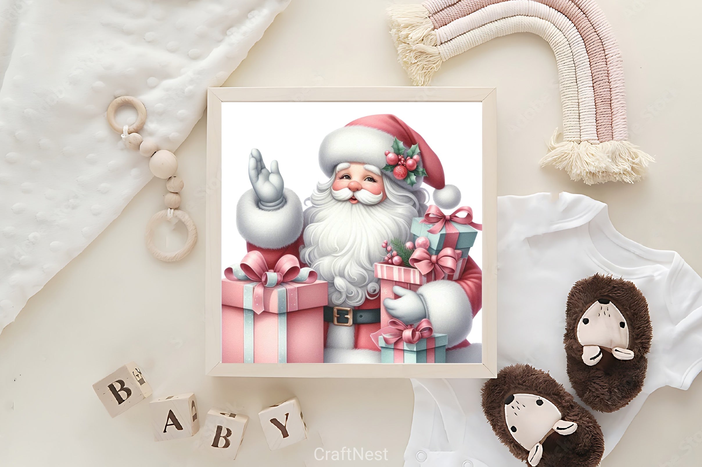 Pink Santa Claus Gifts Clipart Bundle - CraftNest - Digital Crafting and Art