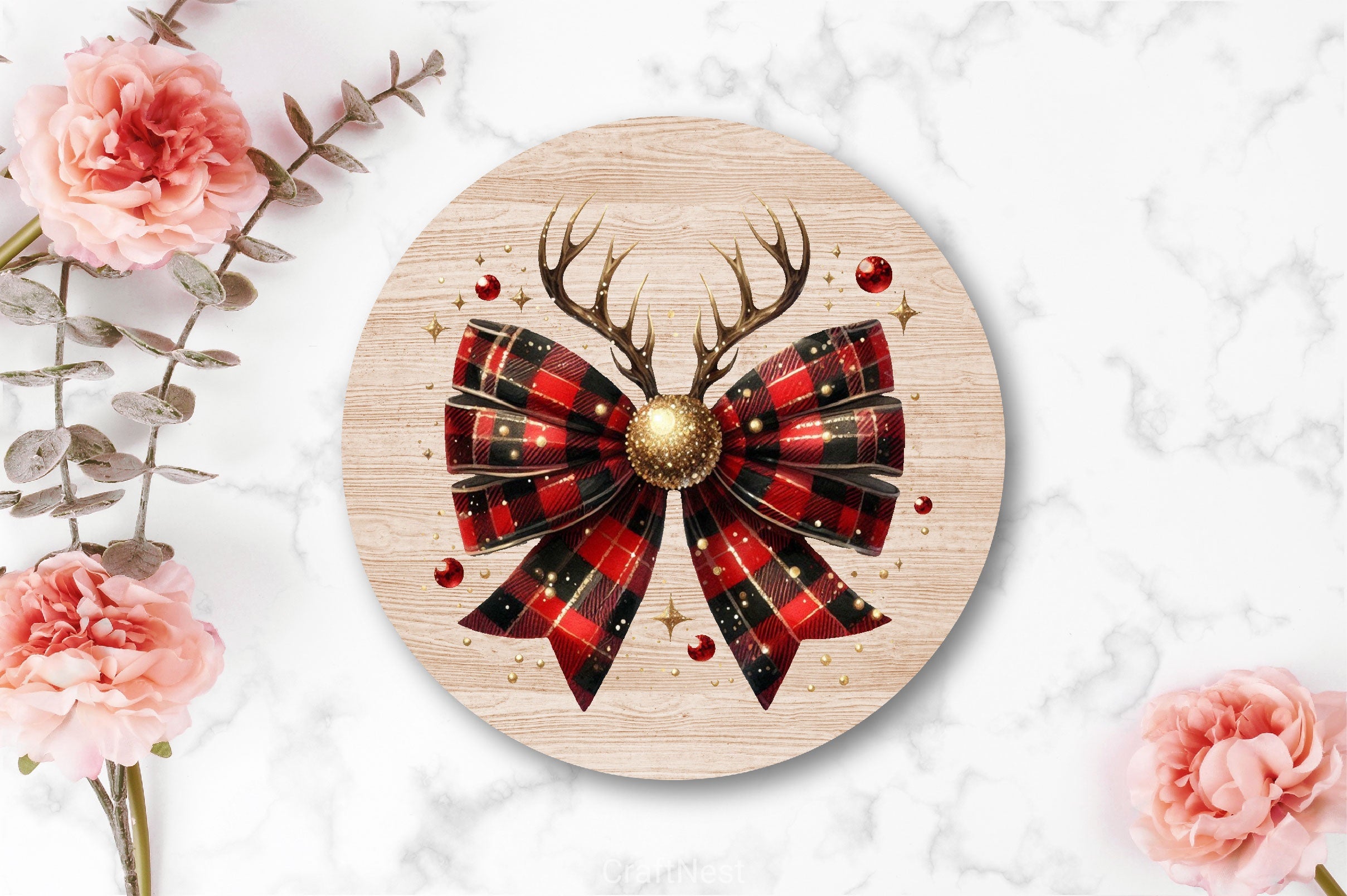 Christmas Reindeer Bow Coquette Bow Clipart Bundle - CraftNest - Digital Crafting and Art