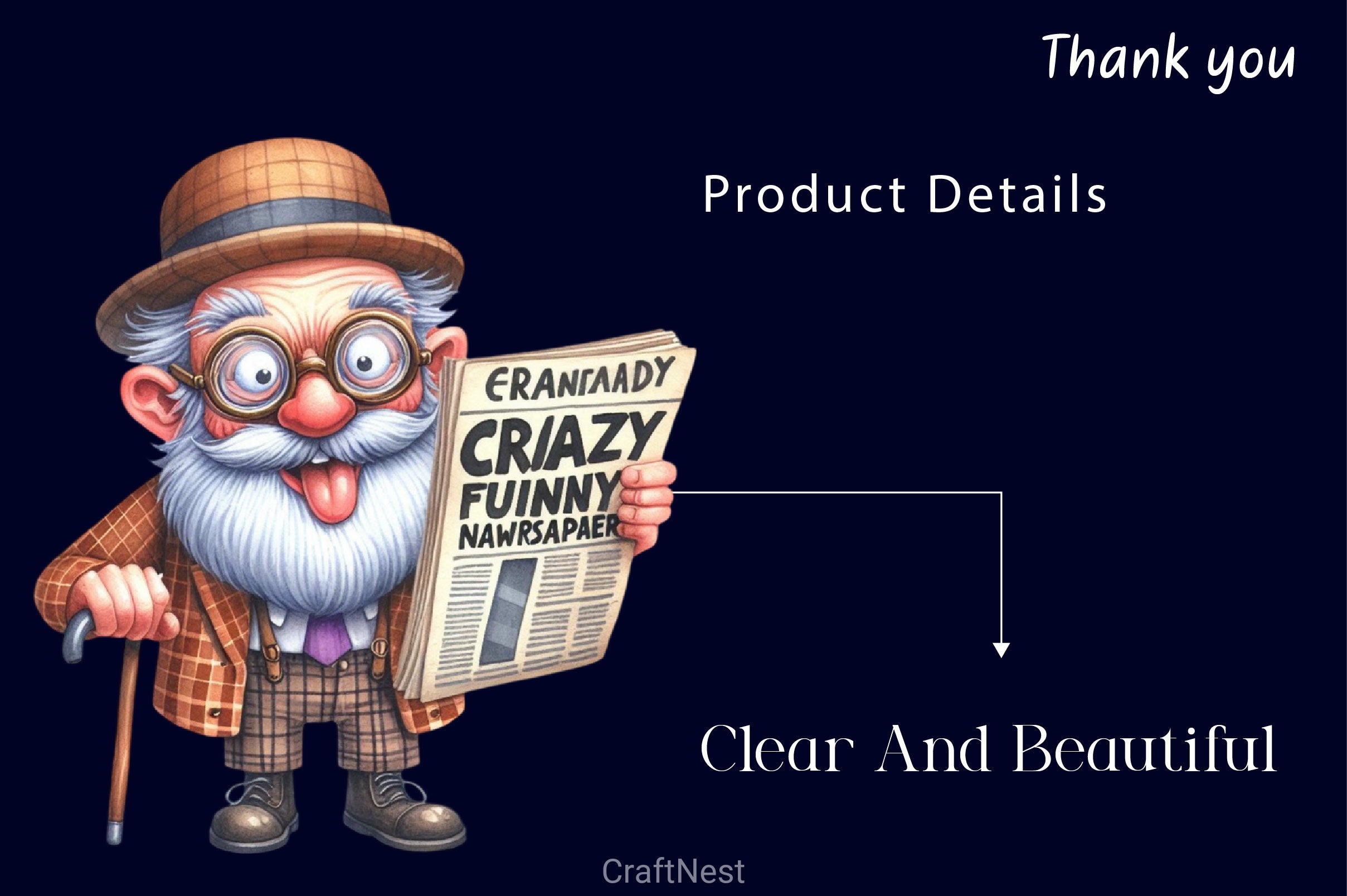 Funny Newspaper Grandpa Clipart Bundle 2 - CraftNest - Digital Crafting and Art