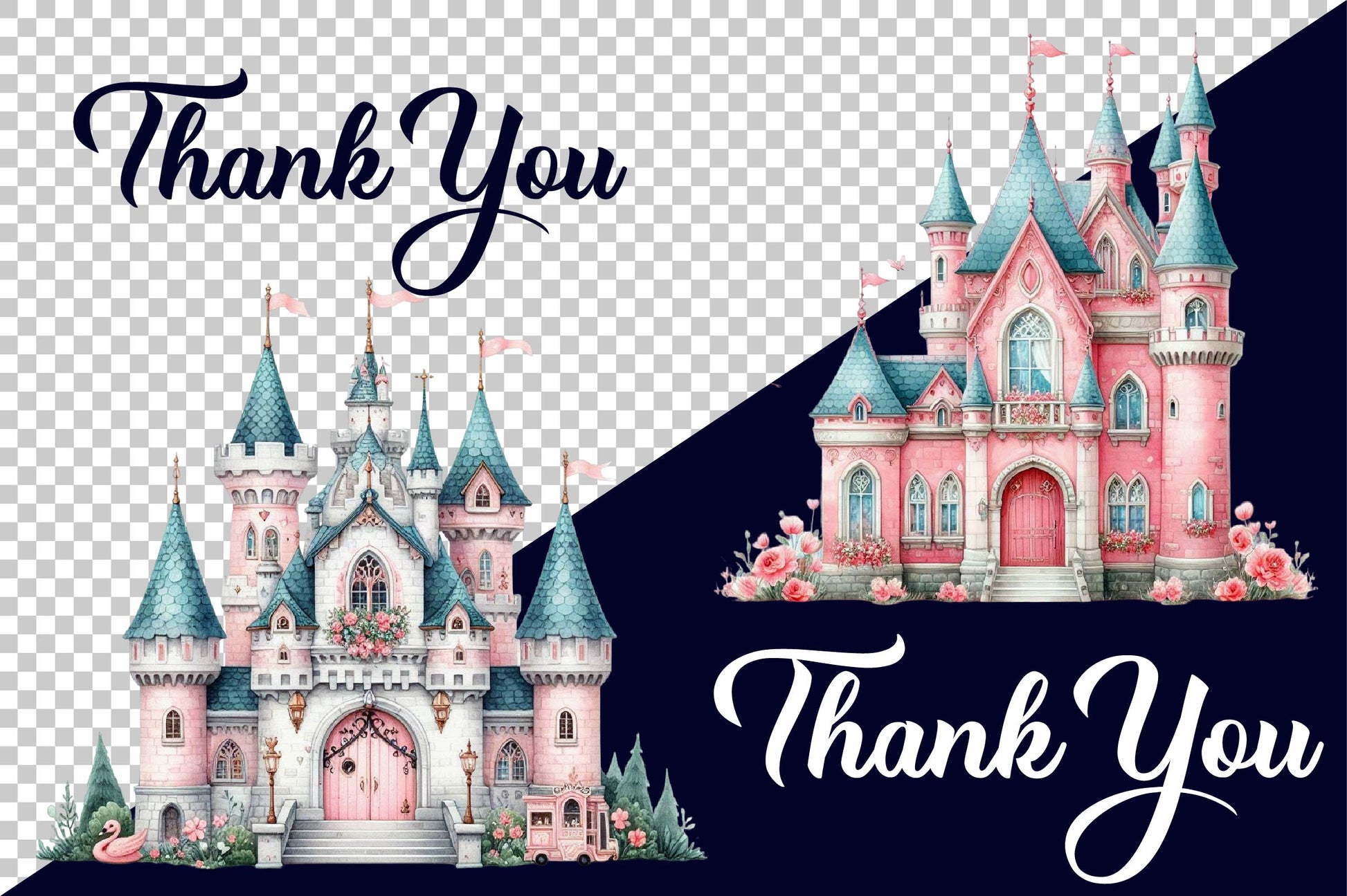 Pink Princess Castle Clipart Bundle - CraftNest - Digital Crafting and Art