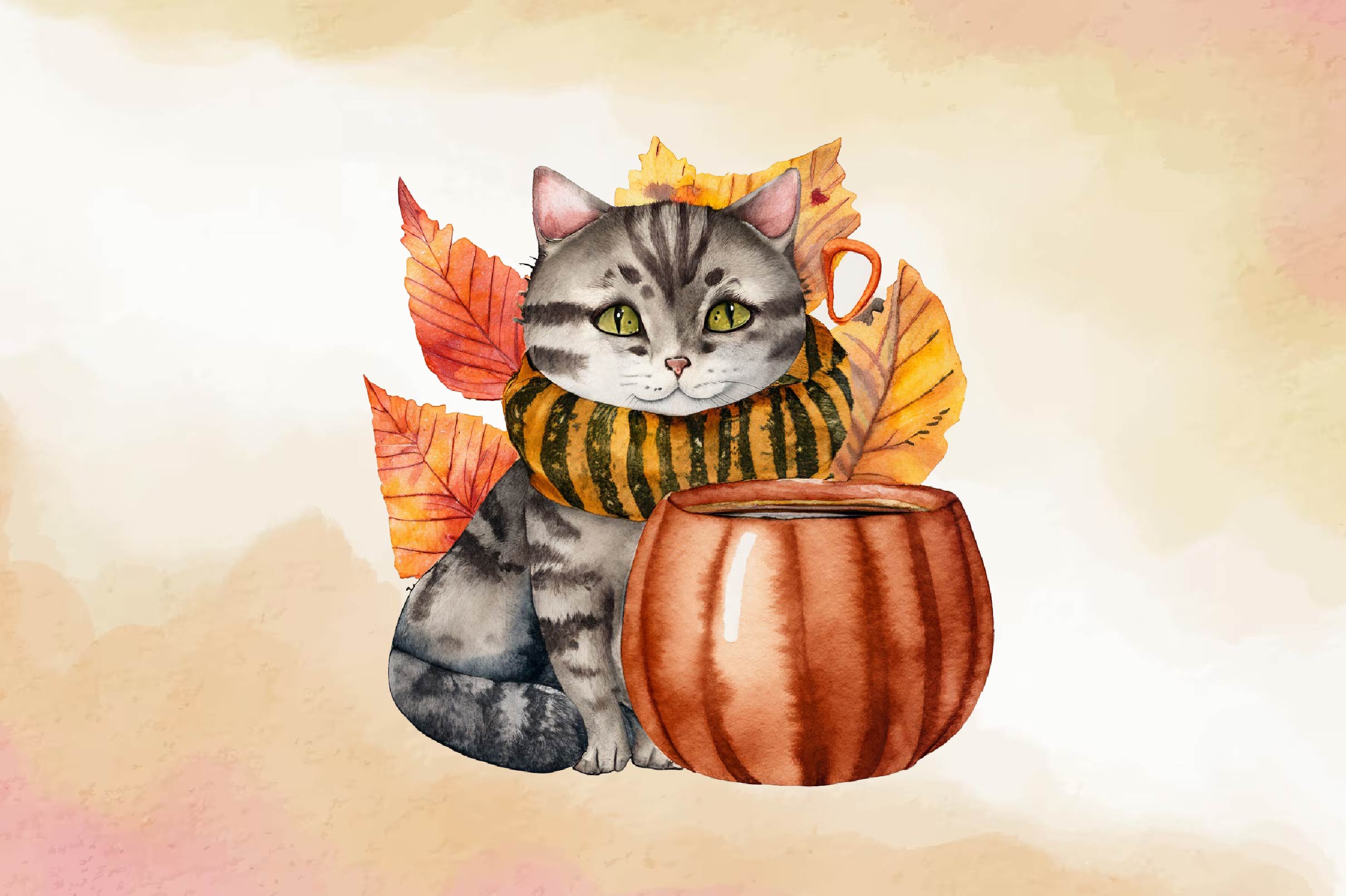 Autumn Cat Clipart Bundle - CraftNest - Digital Crafting and Art