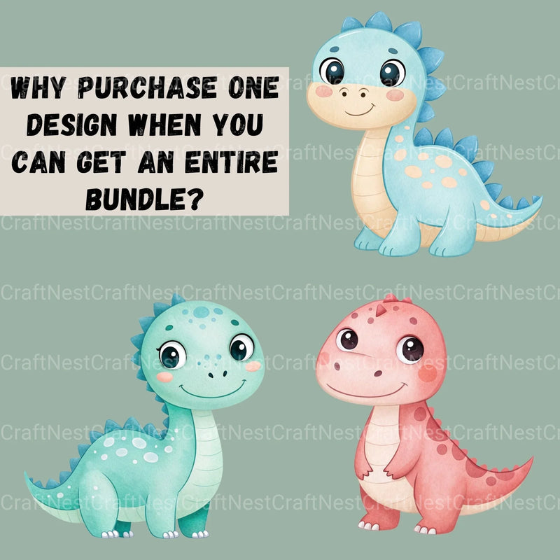 Cute Dinosaurs Clipart Bundle - CraftNest - Digital Crafting and Art