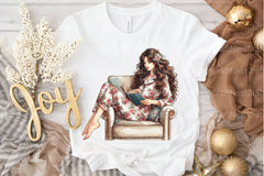 Christmas Winter Woman Reading on Sofa Clipart Bundle - CraftNest - Digital Crafting and Art