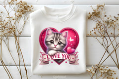Love You Cat Valentine's Day Clipart Bundle 1 - CraftNest - Digital Crafting and Art