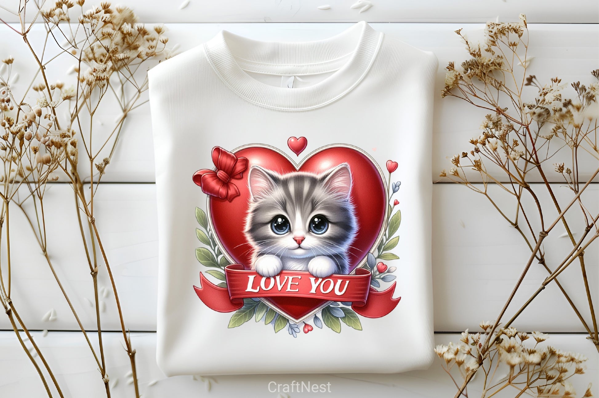 Love You Cat Valentine's Day Clipart Bundle 5 - CraftNest - Digital Crafting and Art