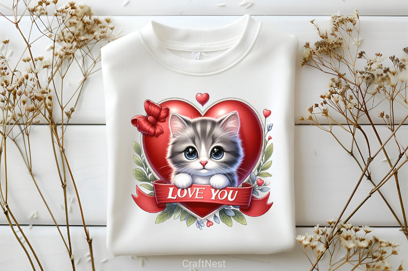 Love You Cat Valentine's Day Clipart Bundle 5 - CraftNest - Digital Crafting and Art