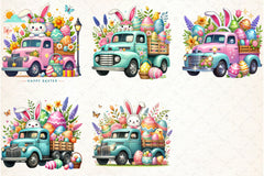 Easter Bunny Truck Clipart Bundle 6 - CraftNest - Digital Crafting and Art