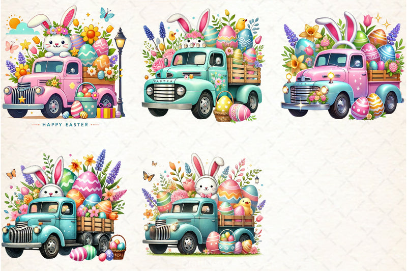 Easter Bunny Truck Clipart Bundle 6 - CraftNest - Digital Crafting and Art