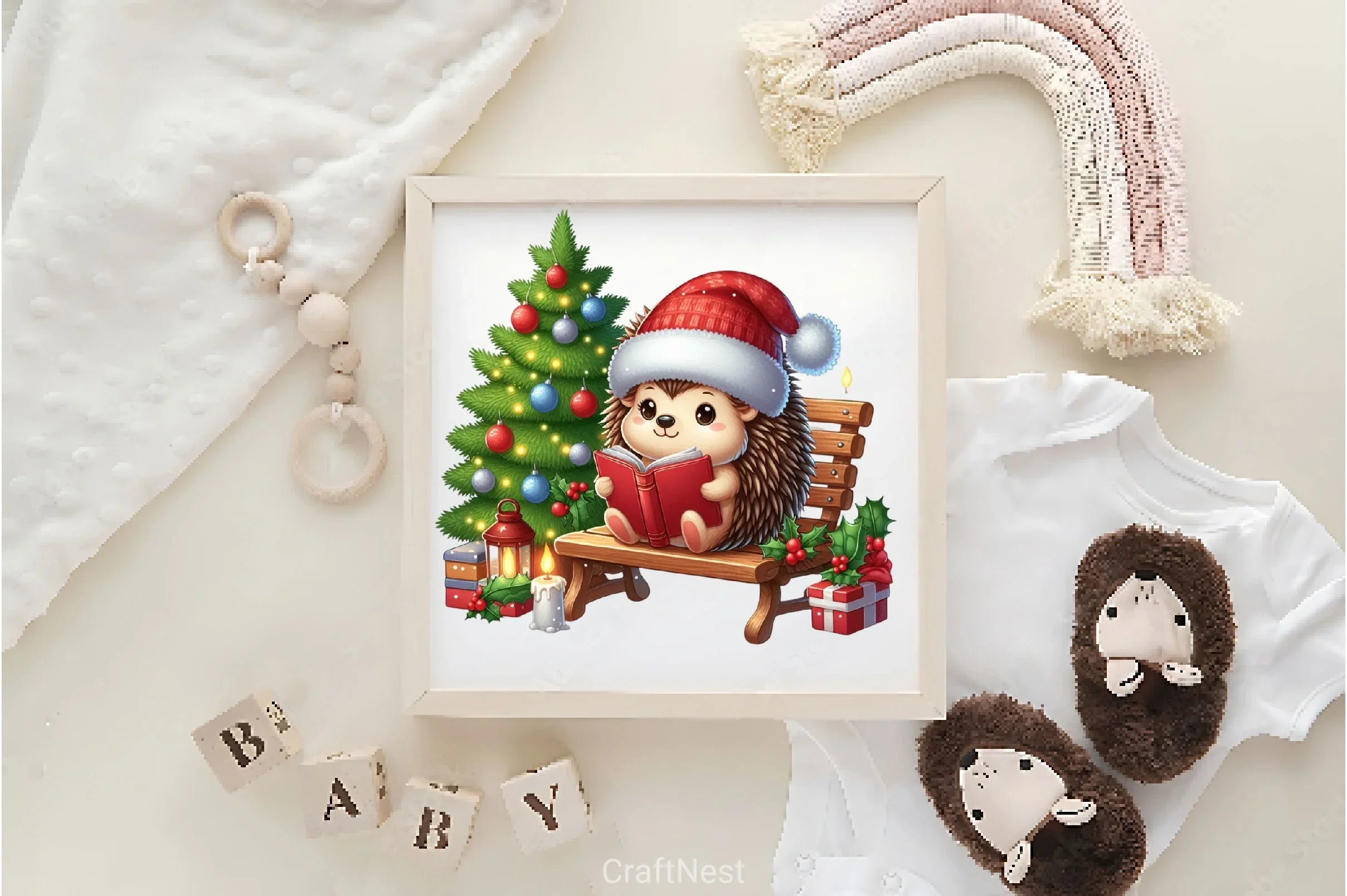 Cute Christmas Hedgehog Clipart Bundle - CraftNest - Digital Crafting and Art