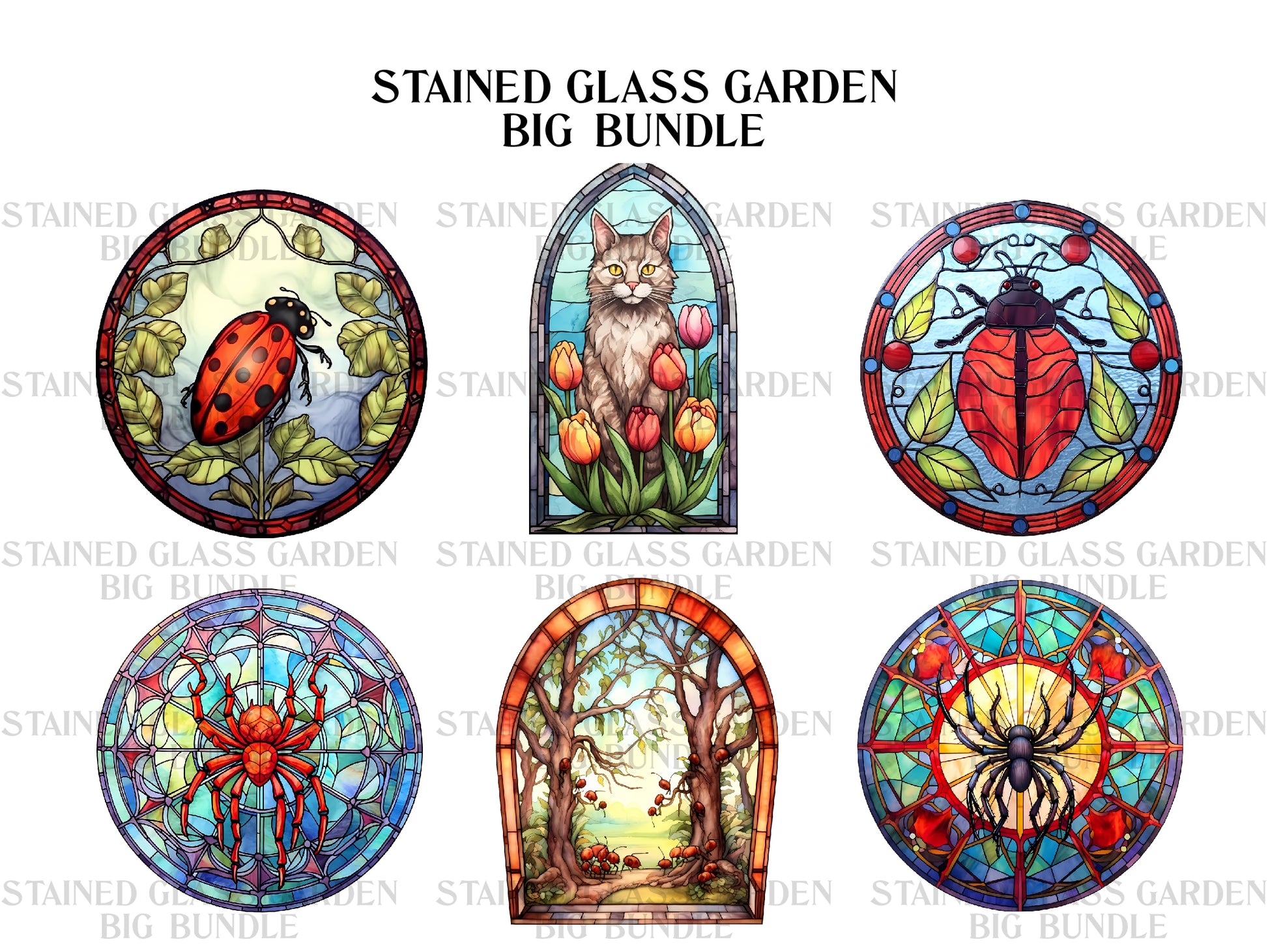 Stained Glass Garden Clipart - CraftNest