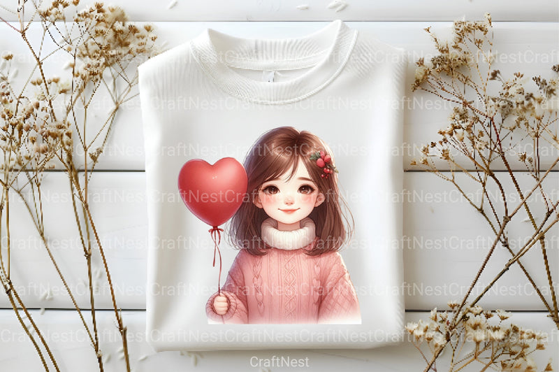 Valentine Cute Girl Clipart Bundle - CraftNest - Digital Crafting and Art