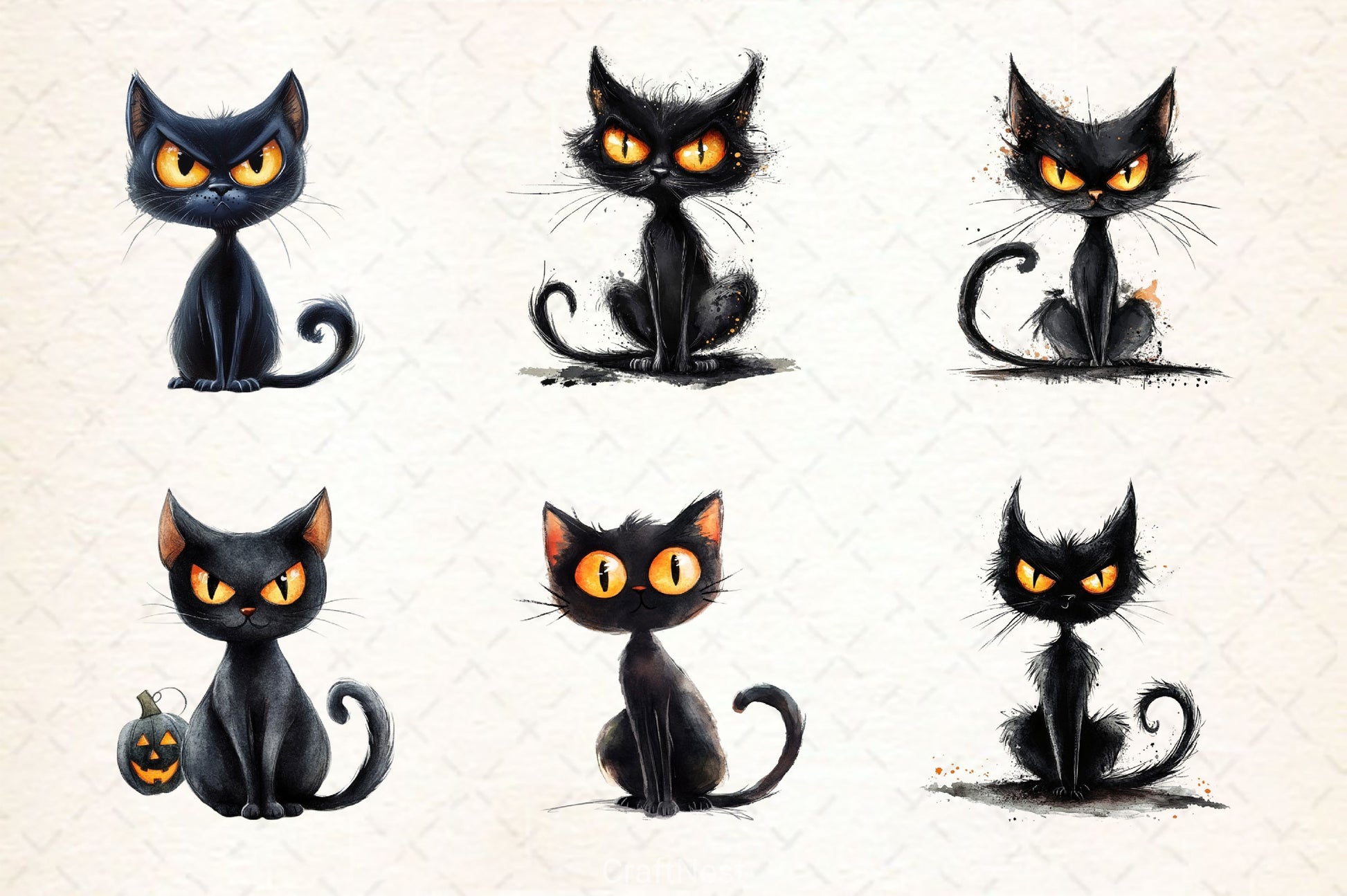 Halloween Black Scary Cat Clipart Bundle - CraftNest - Digital Crafting and Art
