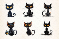 Halloween Black Scary Cat Clipart Bundle - CraftNest - Digital Crafting and Art