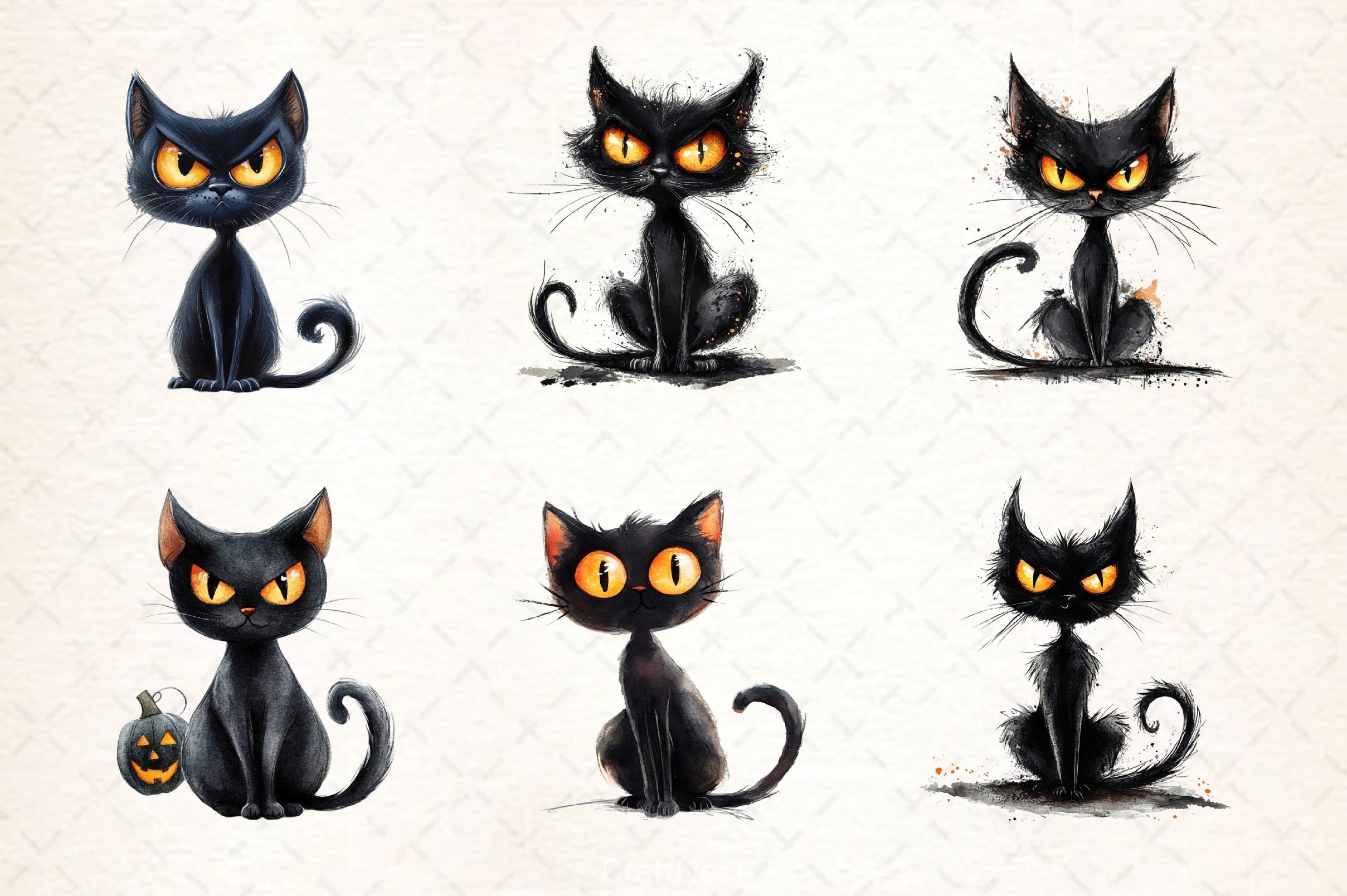 Halloween Black Scary Cat Clipart Bundle - CraftNest - Digital Crafting and Art