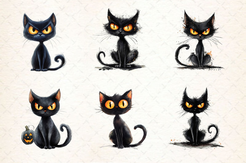 Halloween Black Scary Cat Clipart Bundle - CraftNest - Digital Crafting and Art