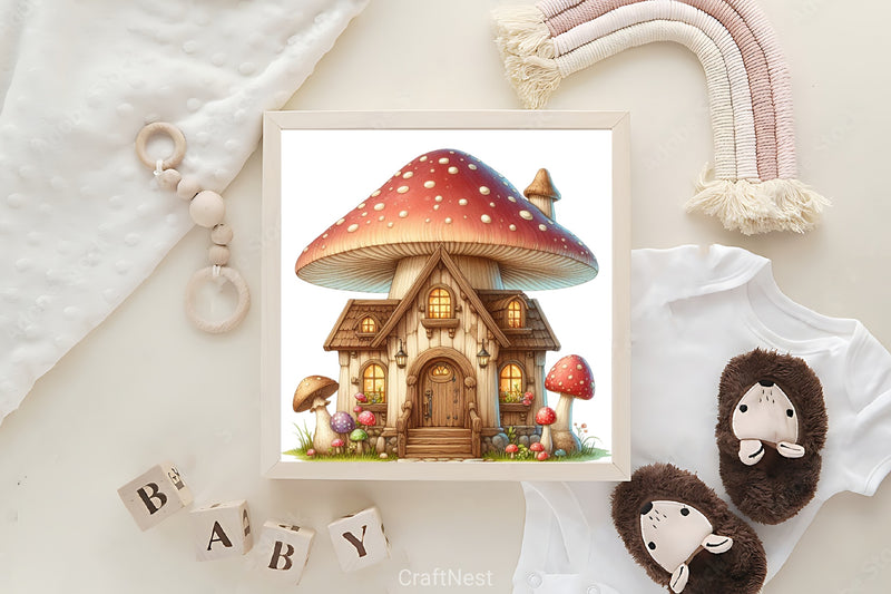 Mushroom House Clipart Bundle 1 - CraftNest - Digital Crafting and Art