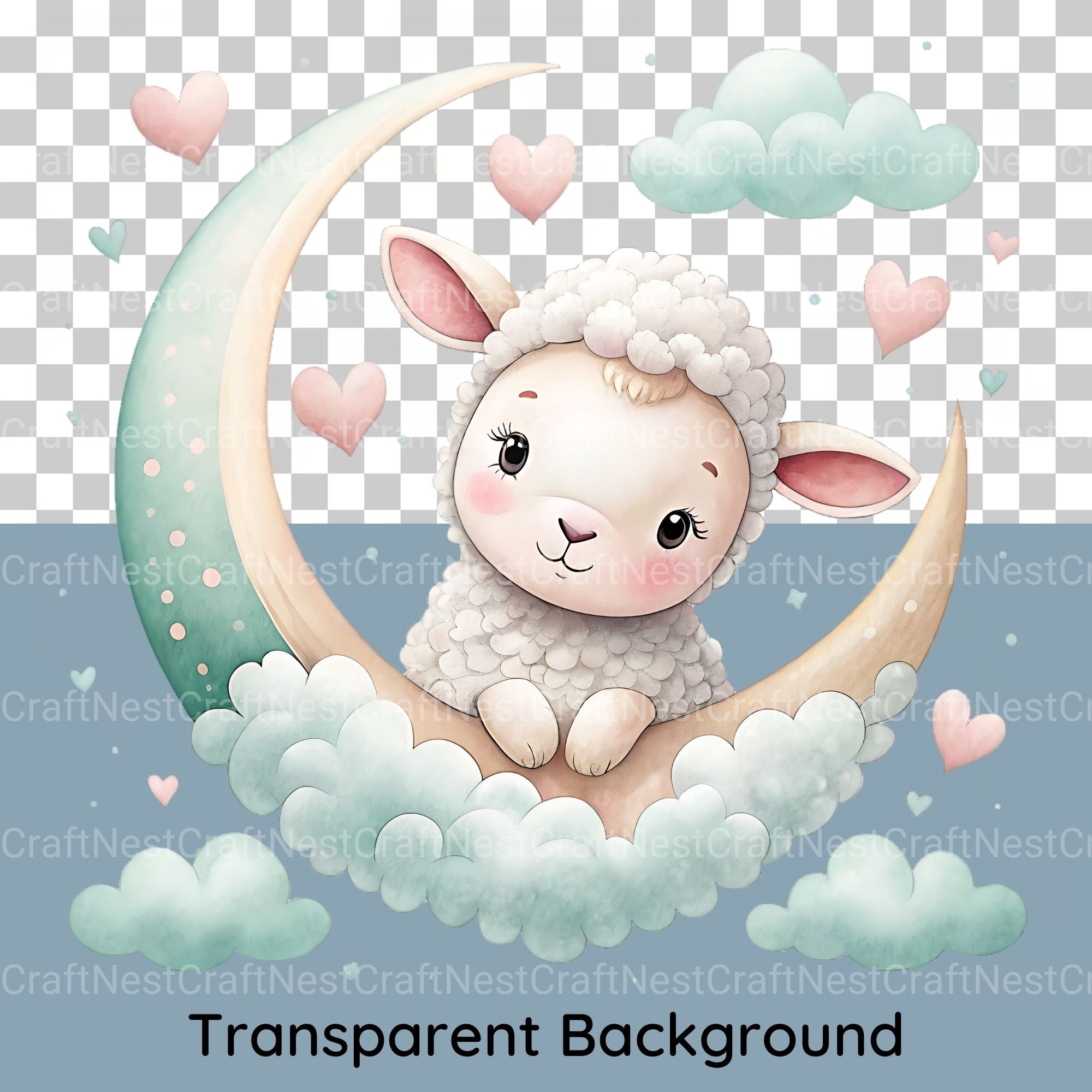 Nursery Animals Crescent Moon Clipart Bundle - CraftNest - Digital Crafting and Art